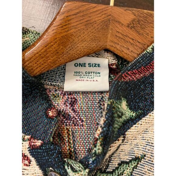Vtg Sugar Street Weavers Christmas Holiday Snowman Tapestry Jacket Cardigan OS - Picture 4 of 8
